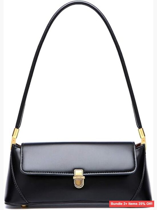 Handbags - Small Leather Hobo Shoulder Bag with Buckle Closure Mini Tote Purse
